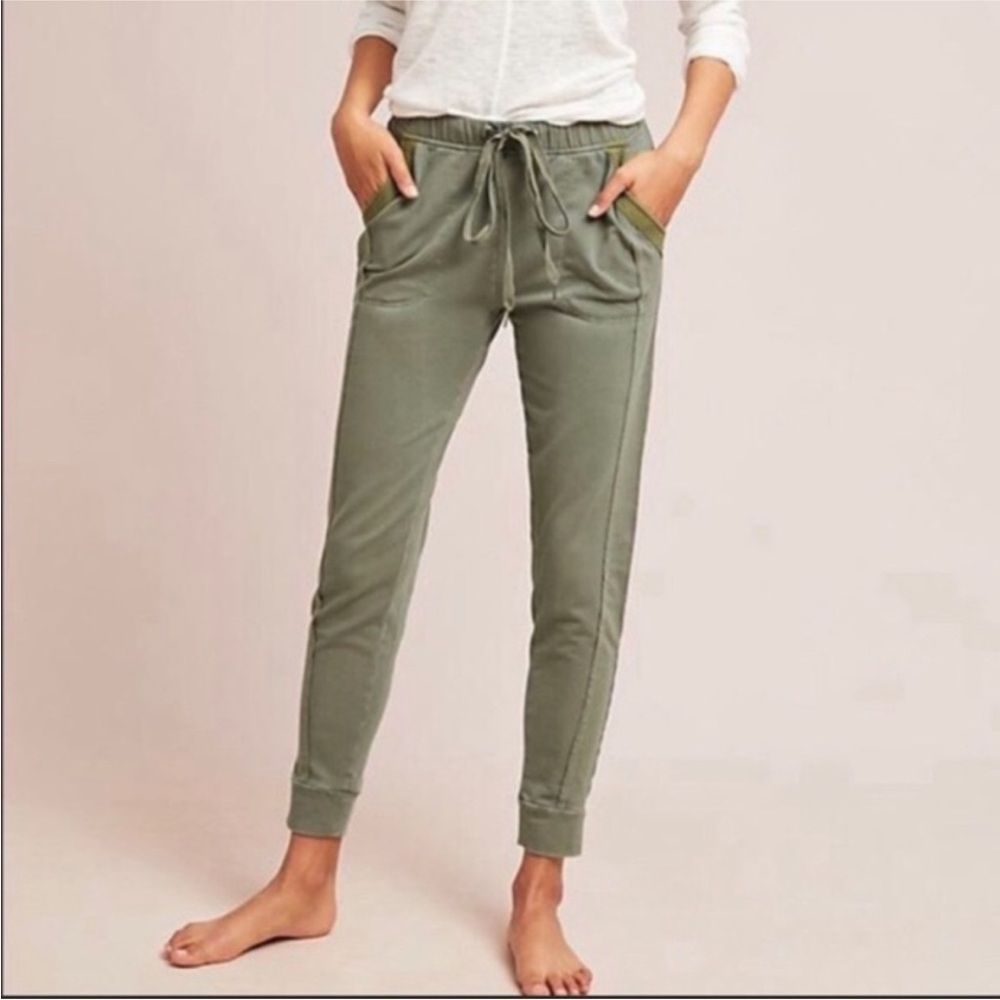 Women’s Anthropology Velvet Olive Jogger Pants Size Medium